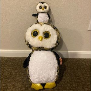 Large and small camouflage print owl beanie boos!🦉🦉